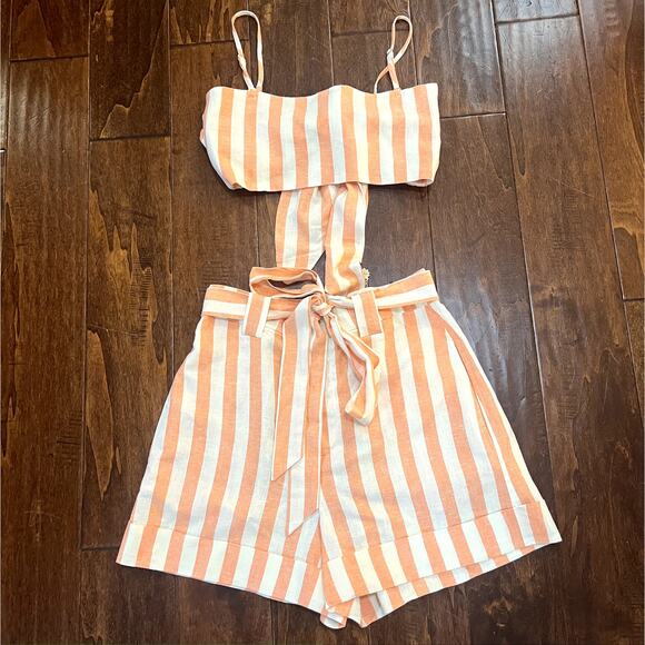 SHOW ME YOUR MUMU Kenny Scarf Top & Hadley Short Set Dreamsicle Stripes Size S - Picture 8 of 16
